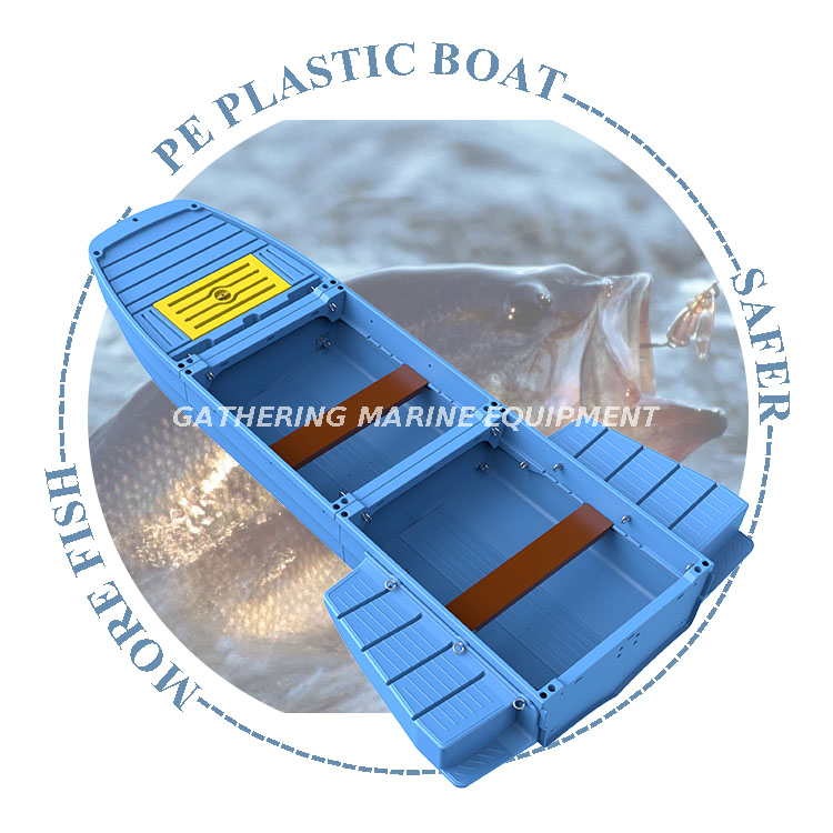 Green/blue/gray PE Plastic Fishing Boat Foldable Water Sports Boat