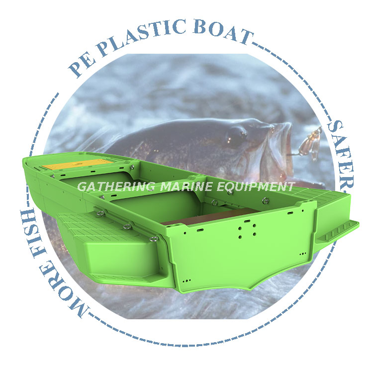 Green/blue/gray PE Plastic Fishing Boat Foldable Water Sports Boat