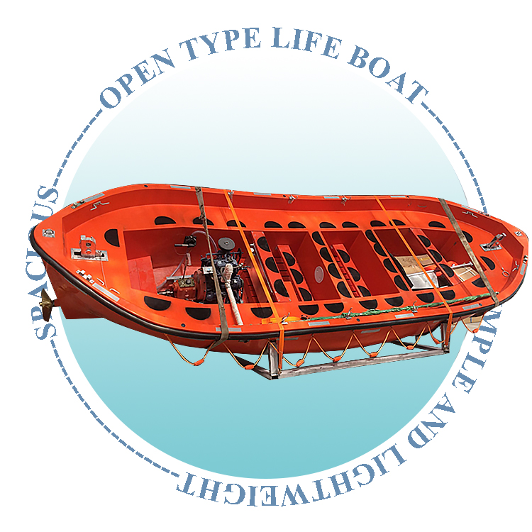 FRP Open Type Lifeboat Rescue Boat with Davit