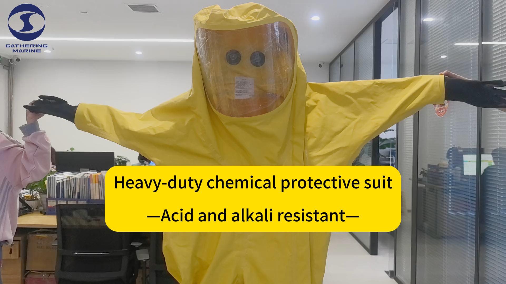 How much hazardous material can a heavy chemical protective suit protect against?