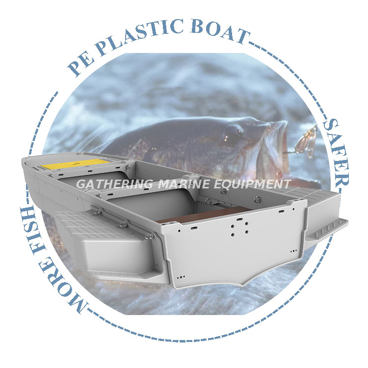 Green/blue/gray PE Plastic Fishing Boat Foldable Water Sports Boat