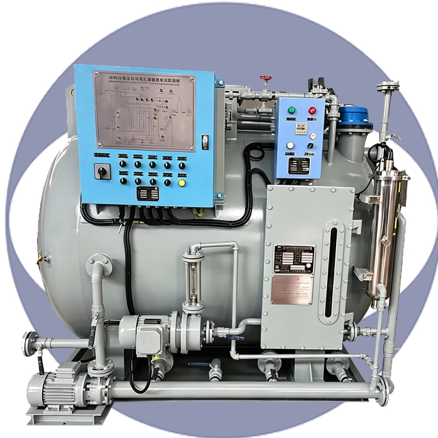 What is the working principle of a marine wastewater treatment plant?
